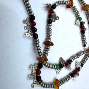 Berber Silver Tasbih Necklace with Amber Beads and Pendants