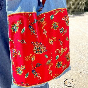 Berber Kabyle Jeans Bag with Amazigh Textile Motifs and Algérie Style