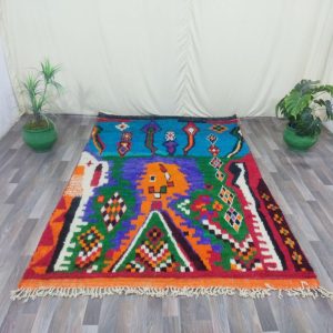 Berber Azilal Beni Ourain Boujaad Wool Rug Abstract Design
