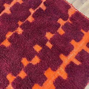 Berber Handmade Wool Beni Ourain Style Geometric Burgundy Rug