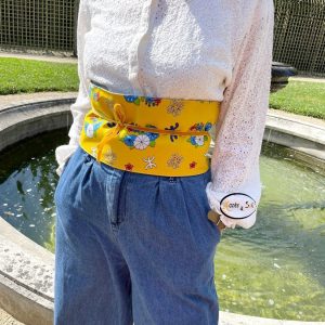 Berber Reversible Obi Belt with Cotton and Jeans Fabric Design