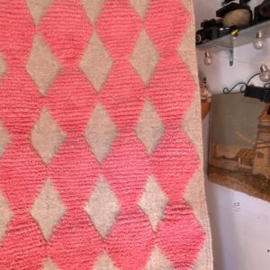 Pink Diamond Berber Wool Runner Handwoven Geometric Rug