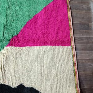 Berber Azilal Pink Wool Beni Ourain Abstract Design Rug