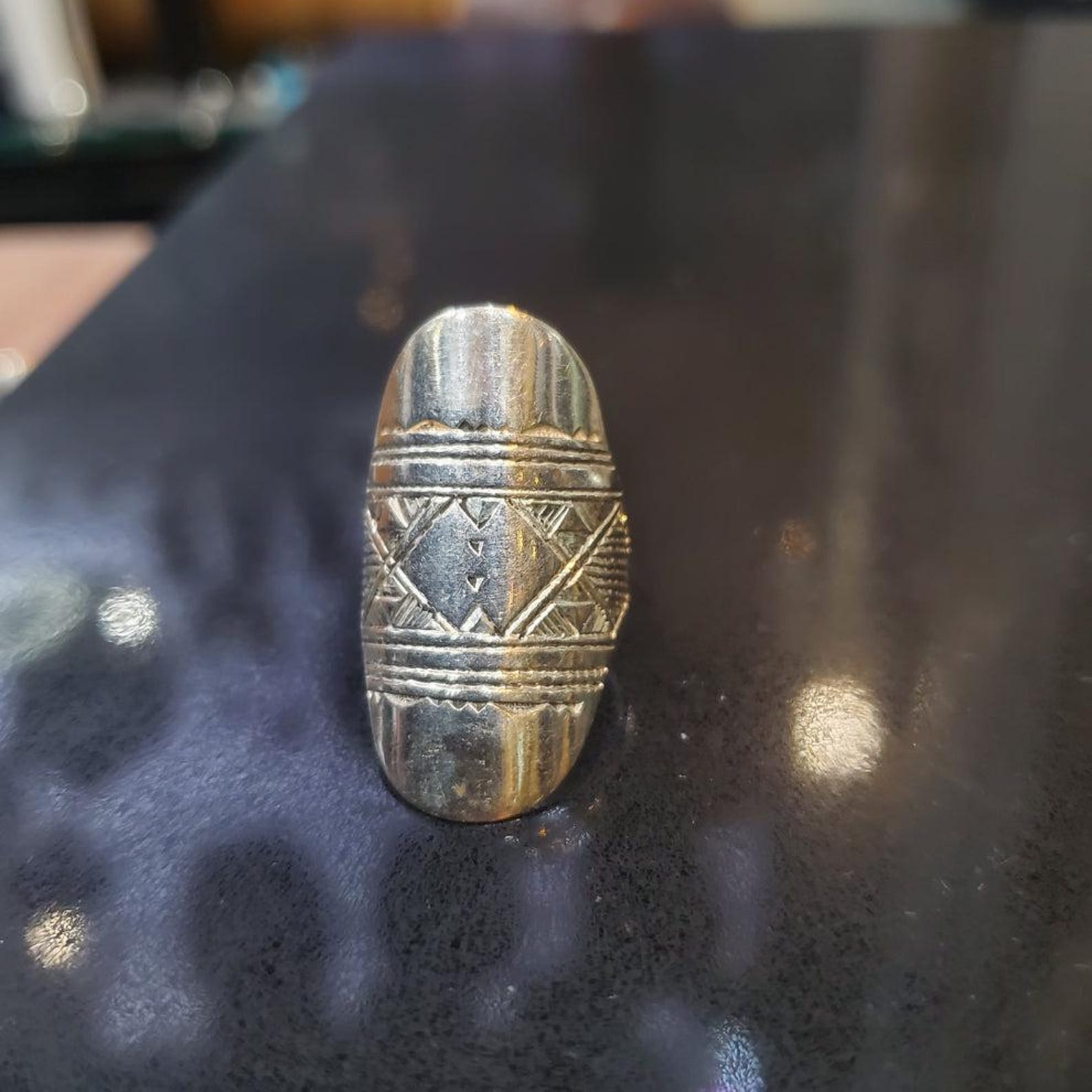 Berber Amazigh Sterling Silver Ring with Double Cross Margoum Design