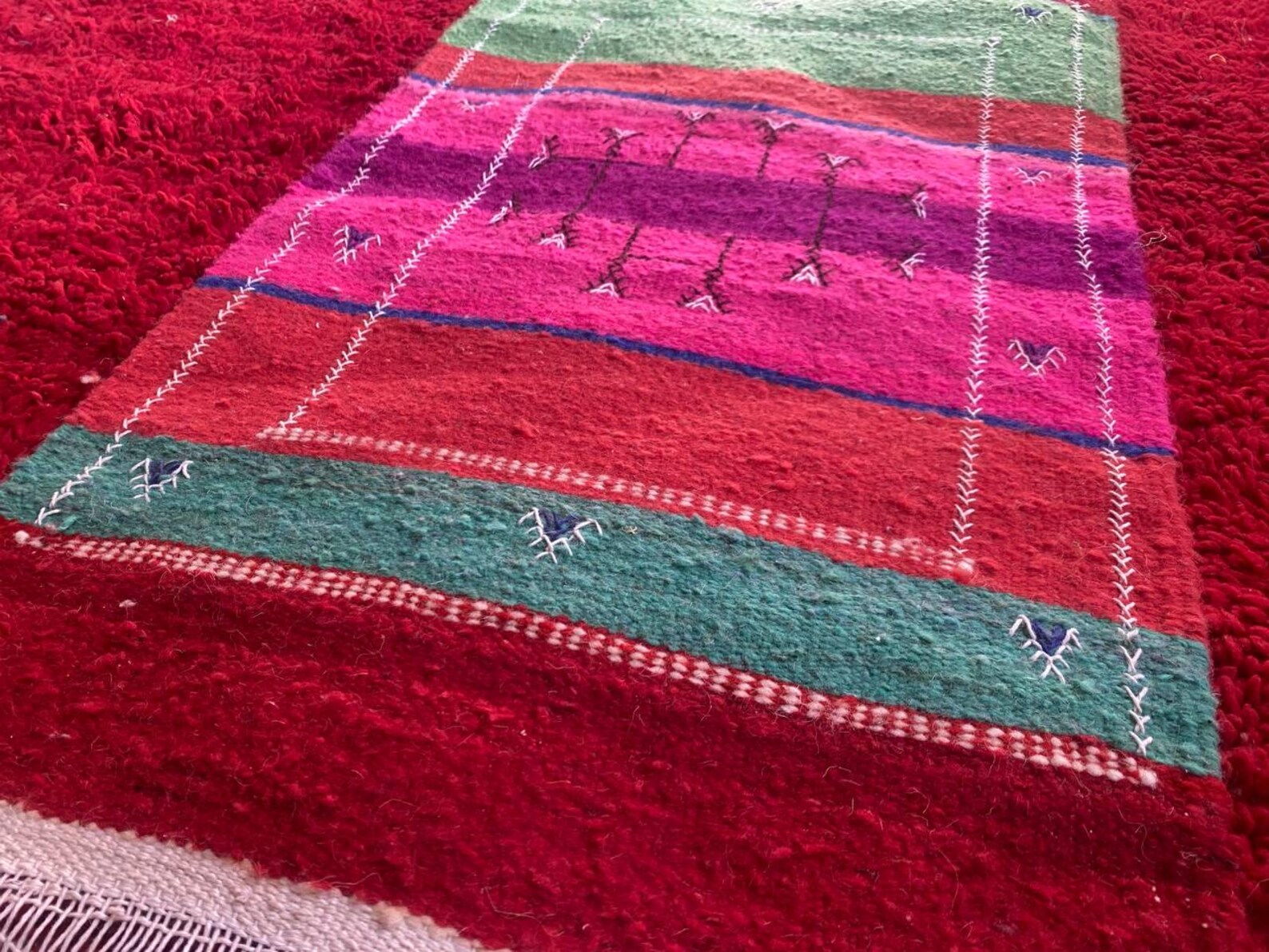Berber Amazigh Akhnif Kilim Rug Handwoven Wool Flat Weave