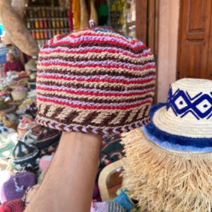 Amazigh Berber Handcrafted Wool Beanie with Geometric Knit Hat