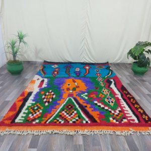 Berber Azilal Beni Ourain Boujaad Wool Rug Abstract Design