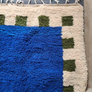 Royal Blue Berber Beni Ourain Inspired Wool Area Rug