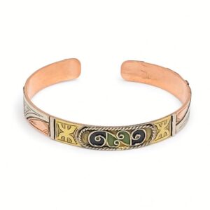 Kabyle Amazigh Enamel Yaz Symbol Bangle Bracelet with Berber Style