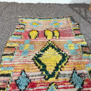 Berber Vintage Geometric Wool Runner Rug Colorful Handwoven