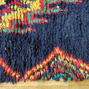 Berber Handwoven Tribal Wool Runner Rug with Vintage Cotton Patterns