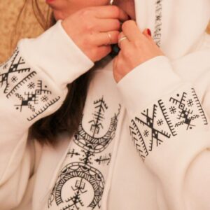 Amazigh Berber Symbology Feminine Cotton Hoodie with Tifinagh Design