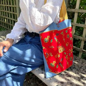 Berber Kabyle Jeans Bag with Amazigh Textile Motifs and Algérie Style