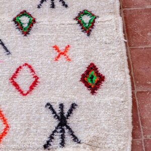 Amazigh Berber Beni Ourain Wool Rug with Colorful Symbols