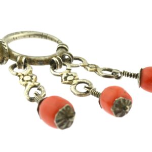 Amazigh DEWWAH Antique Coral Earrings with Silver Design