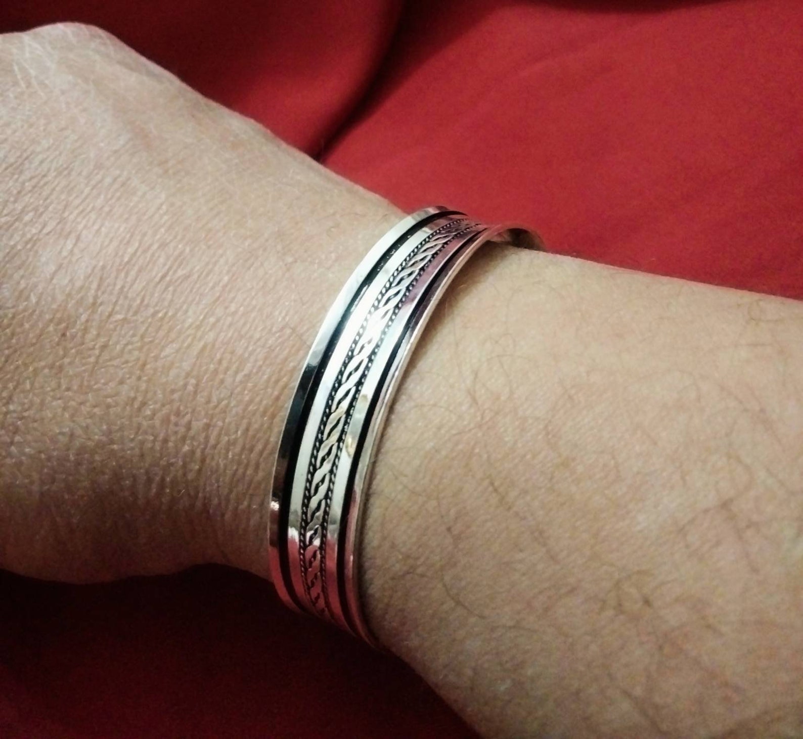 Berber Tuareg Sterling Silver Réglable Bracelet with Twisted Wire Design