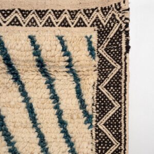Amazigh Taznakht Berber Ivory Black Geometric Wool Rug