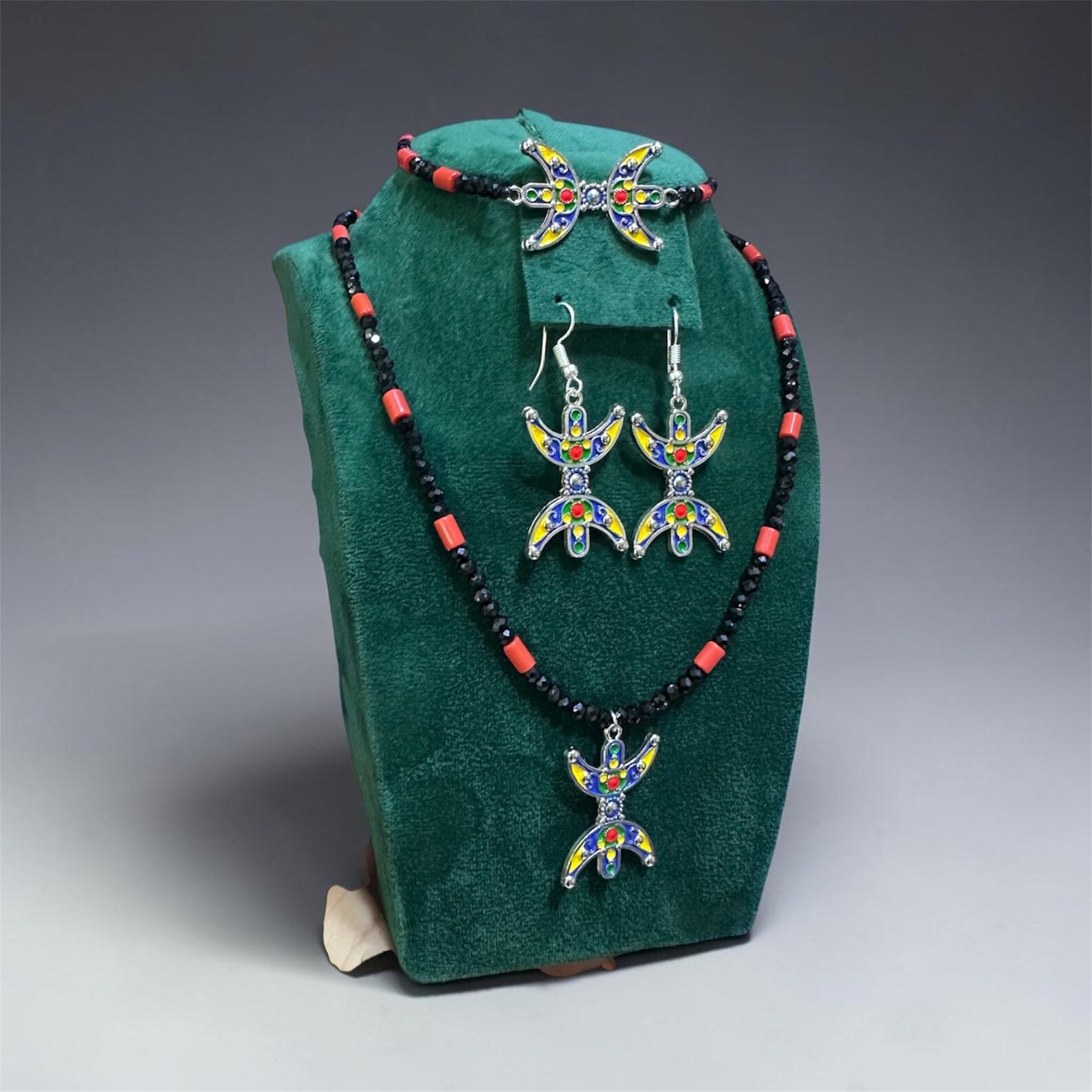 Amazigh Tifinagh Jewelry Set Necklace Earrings Bracelet Berber Design