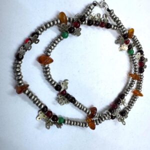 Berber Silver Tasbih Necklace with Amber Beads and Pendants