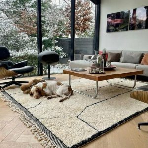 Berber Minimalist Line Beni Ourain Shag Large Area Rug