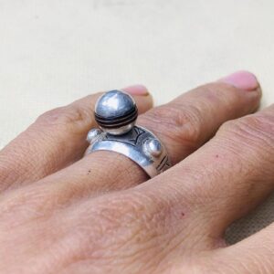 Amazigh Berber Tuareg Silver Ring with Traditional Engraving