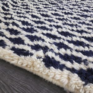 Berber Handmade Black Ivory Diamond Runner Hallway Rug Custom Size