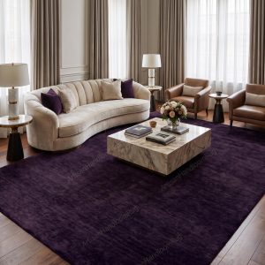 Berber Handloomed Deep Purple Wool Plush Area Rug