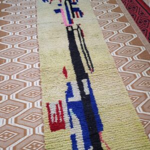 Amazigh Berber Wool Runner Rug with Abstract Geometric Design