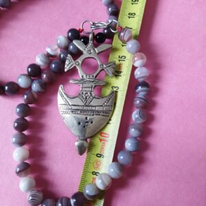 Berber Tuareg Croix Necklace with Vintage Agate Beads