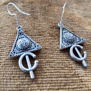 Amazigh Bereber Hamsa Earrings with Silver Plated Heritage Design