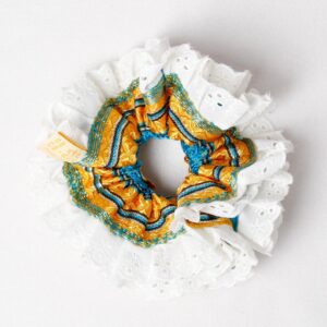 Amazigh Azul Kabyle Scrunchie with Traditional Fouta Fabric Design