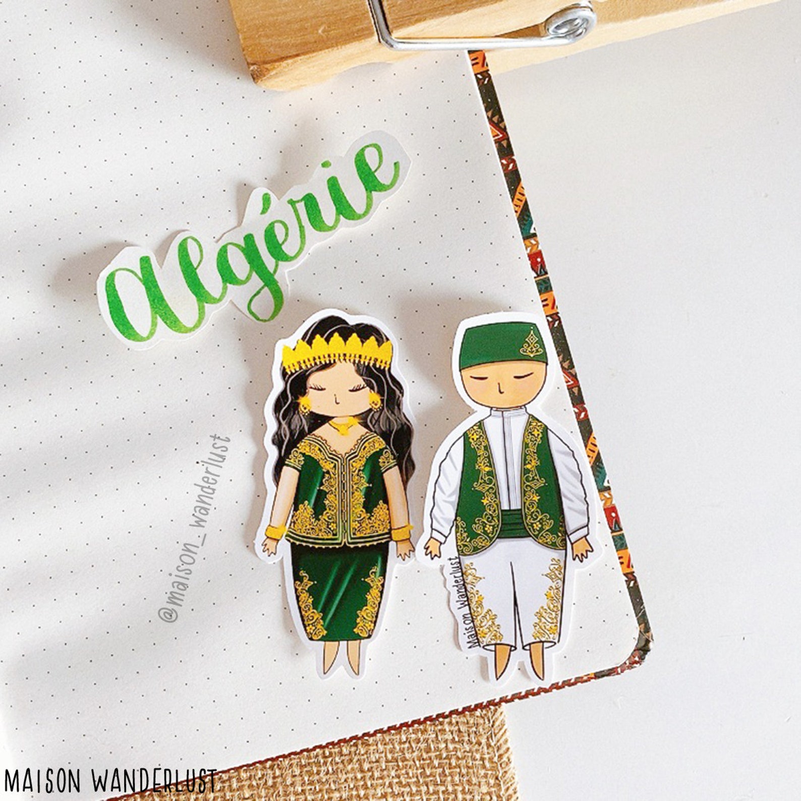Amazigh Berber Karakou Algerian Traditional Outfit Sticker Illustration