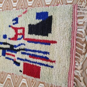 Amazigh Berber Wool Runner Rug with Abstract Geometric Design