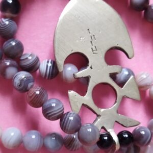 Berber Tuareg Croix Necklace with Vintage Agate Beads