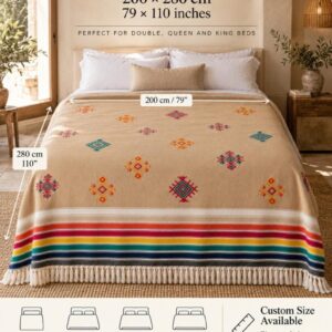 Amazigh Handwoven Embroidered Bedspread Coverlet Blanket Berber Textile Design