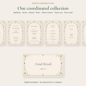 Amazigh Wedding Invitation Henna Editable Canva rendering of its Digital Download