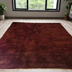 Amazigh Chocolate Brown Minimalist Handwoven Wool Rug Custom Design