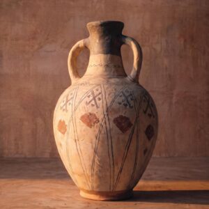 Berber Amphora Vase with Darkened Neck Terracotta Vessel Design