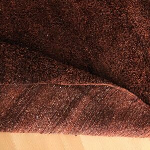 Amazigh Chocolate Brown Minimalist Handwoven Wool Rug Custom Design