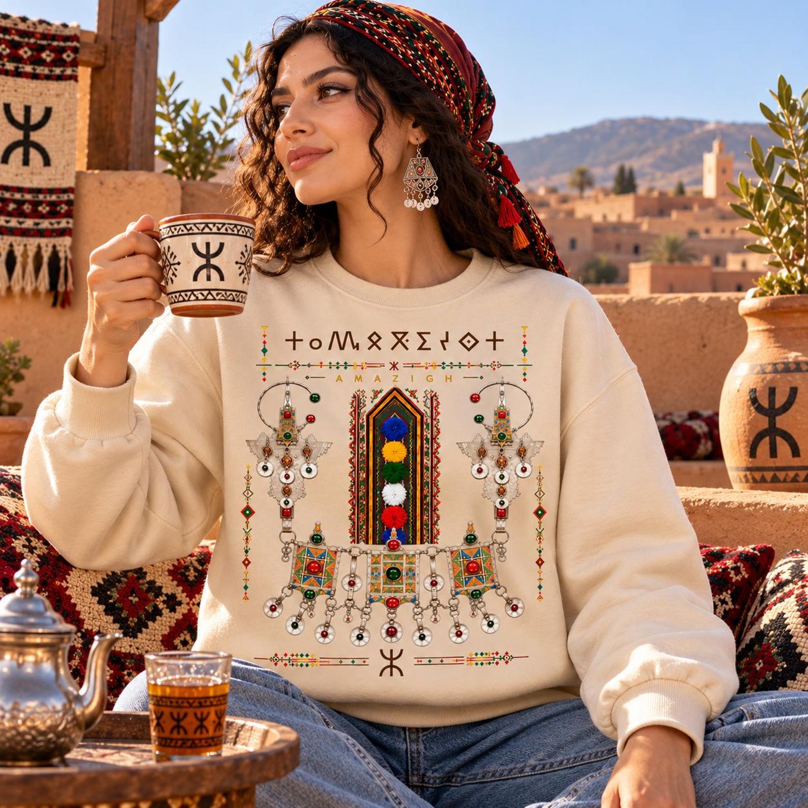 Amazigh Berber Jewelry Design T-Shirt PNG Digital Download Tamazight Yaz