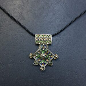 Berber Boghdad Enamel Pendant Necklace with Vintage Jewelry Style