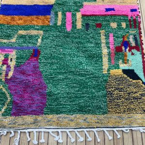 Colorful Berber Beni Ourain Wool Rug Custom Handmade Design