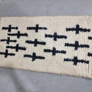 Berber Beni Ourain Handmade Wool Runner Rug Black White Design