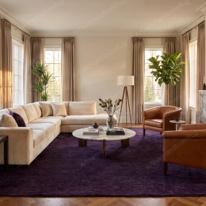 Berber Handloomed Deep Purple Wool Plush Area Rug