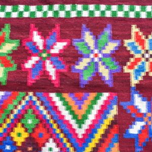 Traditional Amazigh Sahara Artisanal Rug with Colorful Berber Design