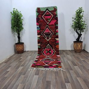 Berber Colorful Azilal Handmade Wool Checkered Shaggy Rug