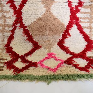 Handwoven Azilal Berber Wool Rug with Bohemian Geometric Design