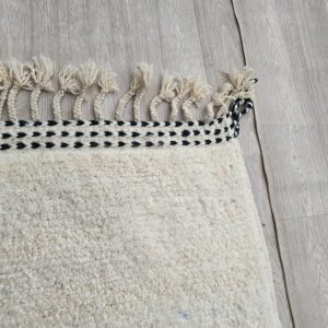 Berber Beni Ourain Style Handmade Wool Rug Abstract White Carpet