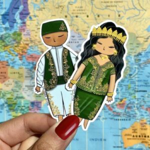 Amazigh Berber Karakou Algerian Traditional Outfit Sticker Illustration