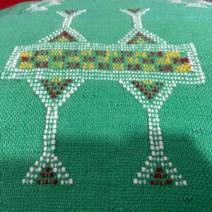Handmade Berber Amazigh Wool Kilim Pillow Cover with Tribal Design